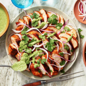 Grilled Peruvian Chicken with Green Sauce